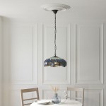 Dragonfly - Satin Black Pendant with Tiffany Glass