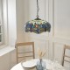 Interiors1900-112195 - Dragonfly - Satin Black Pendant with Tiffany Glass