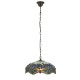 Interiors1900-112195 - Dragonfly - Satin Black Pendant with Tiffany Glass