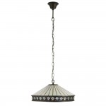 Fargo - Satin Black Medium Pendant with Tiffany Glass