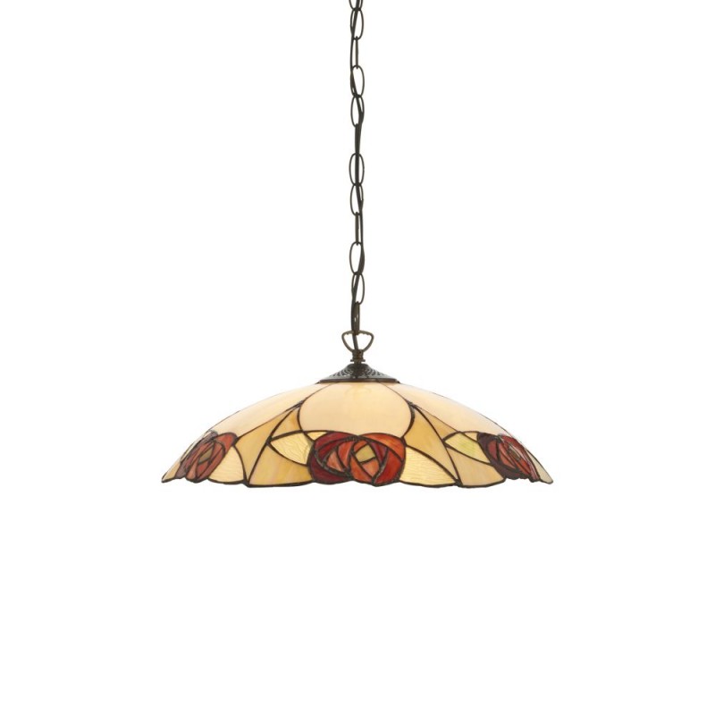 Interiors1900-112197 - Ingram - Satin Black Pendant with Tiffany Glass