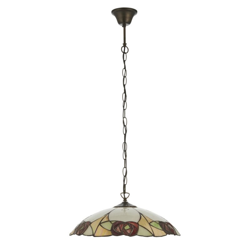 Interiors1900-112197 - Ingram - Satin Black Pendant with Tiffany Glass