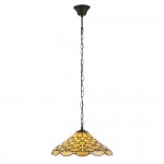 Pearl - Satin Black Pendant with Tiffany Glass