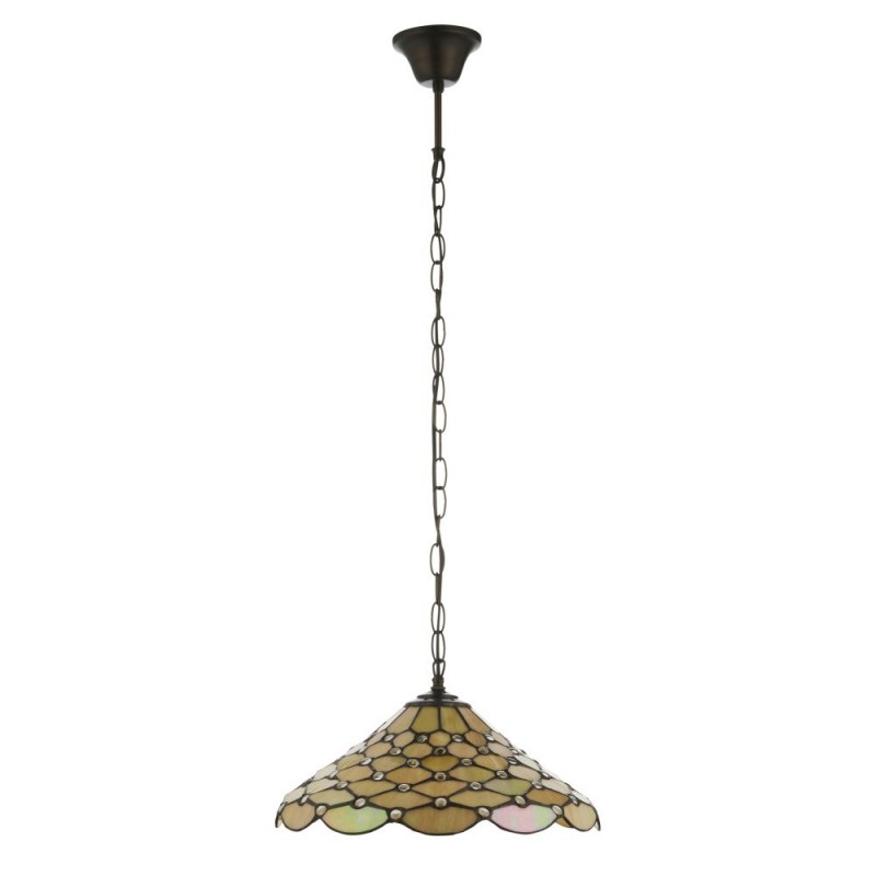 Interiors1900-112226 - Pearl - Satin Black Pendant with Tiffany Glass