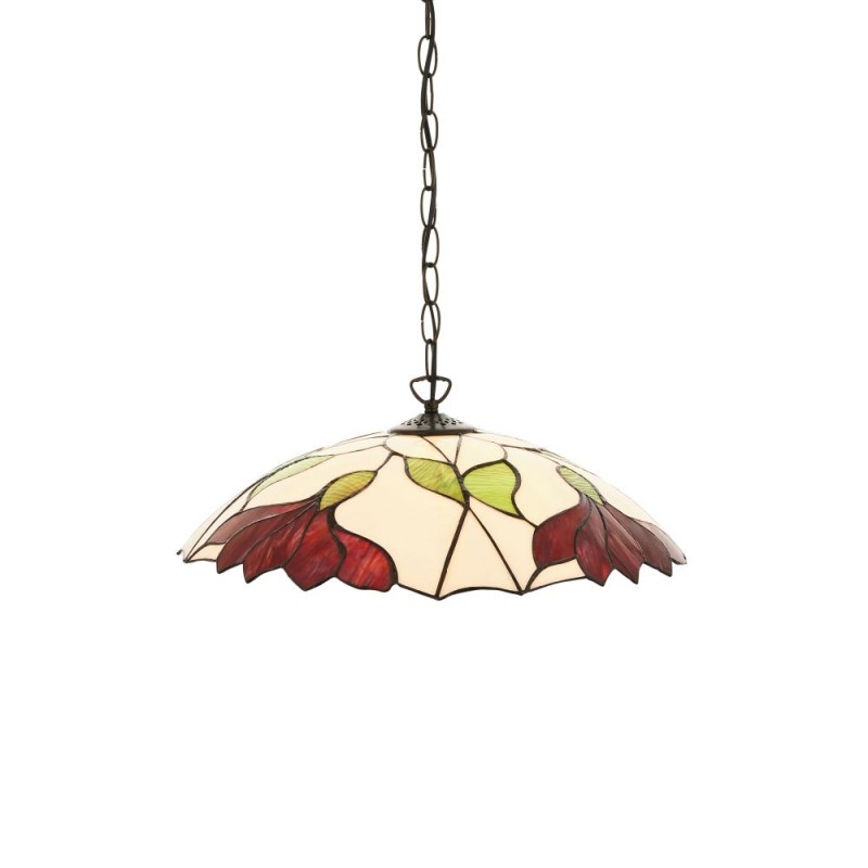 Interiors1900-112246 - Botanica - Satin Black Pendant with Tiffany Glass
