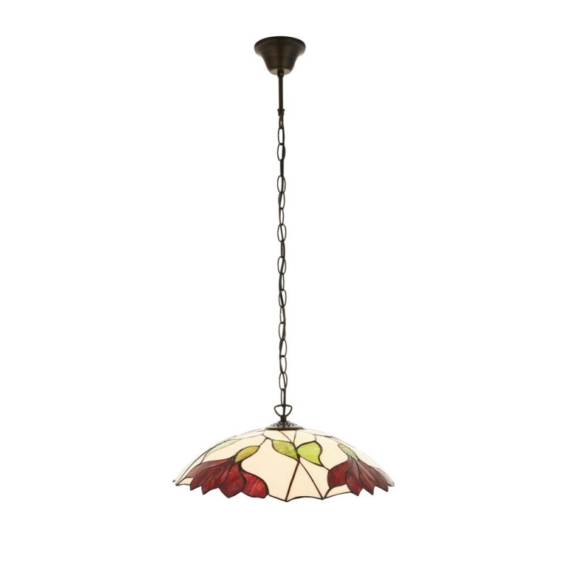 Interiors1900-112246 - Botanica - Satin Black Pendant with Tiffany Glass