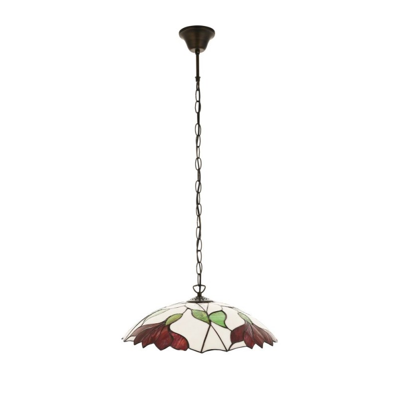 Interiors1900-112246 - Botanica - Satin Black Pendant with Tiffany Glass