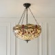 Interiors1900-112251 - Dragonfly Beige - Satin Black 3 Light Pendant with Tiffany Glass