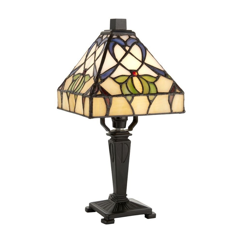 Interiors1900-63898 - Alcea - Tiffany Glass & Dark Bronze Mini Table Lamp