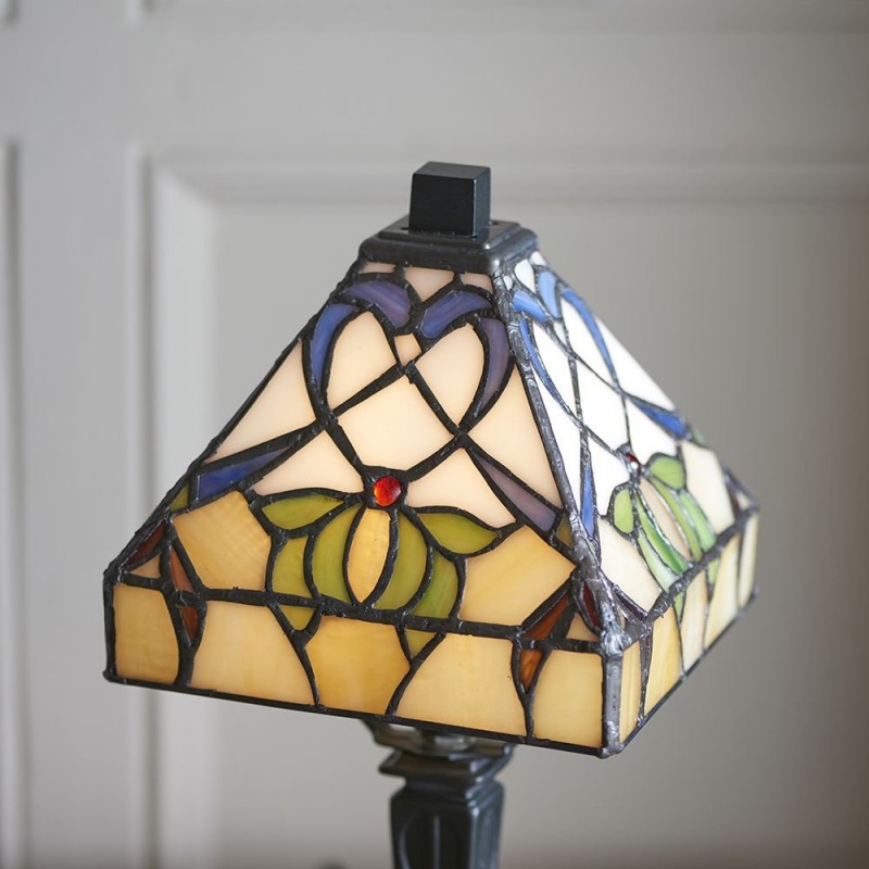 Table & Floor Lamp - Alcea - Tiffany Glass & Dark Bronze Mini Table Lamp Interiors1900-63898 - Alcea - Tiffany Glass & Dark Bronze Mini Table Lamp