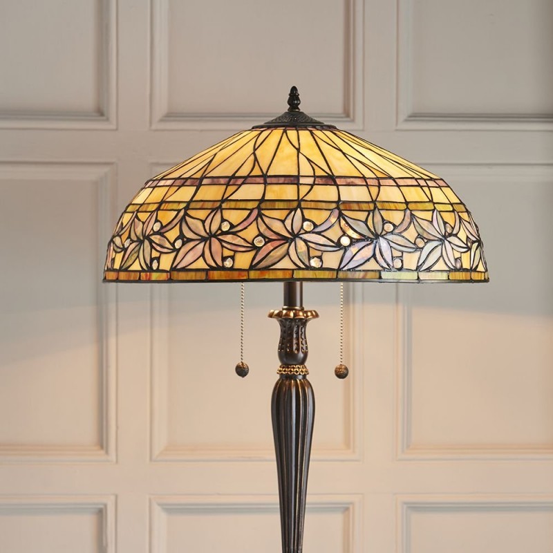 Interiors1900-63912 - Ashtead - Tiffany Glass & Dark Bronze Floor Lamp