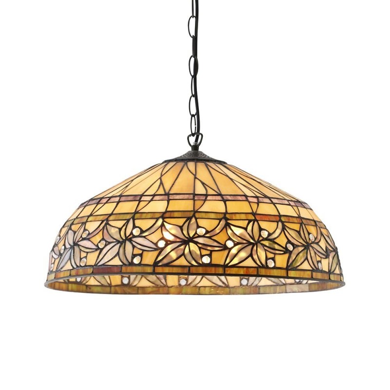 Ceiling Lights - Ashtead - Tiffany Glass & Dark Bronze 3 light Pendant Interiors1900-63914 - Ashtead - Tiffany Glass & Dark Bronze 3 light Pendant