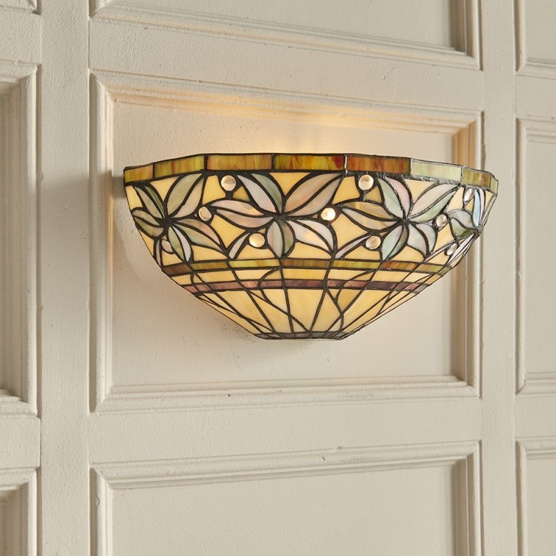Interiors1900-63917 - Ashstead - Tiffany Glass & Black Wall Lamp