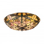 Ashton - Satin Black 2 Light Flush with Tiffany Glass