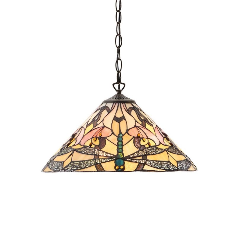 Interiors1900-63923 - Ashton - Tiffany Glass & Dark Bronze Single Pendant