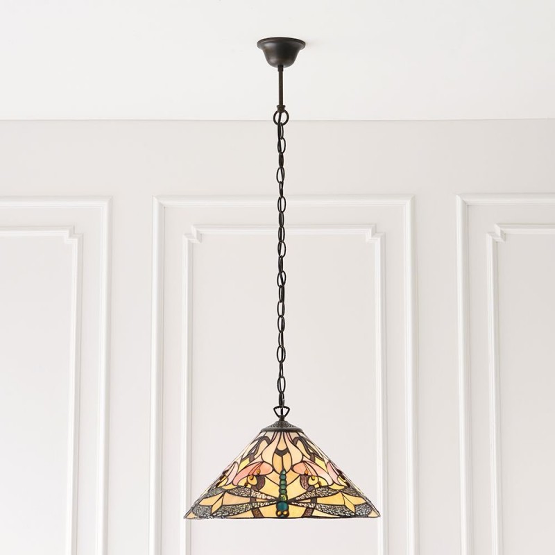 Interiors1900-63923 - Ashton - Tiffany Glass & Dark Bronze Single Pendant