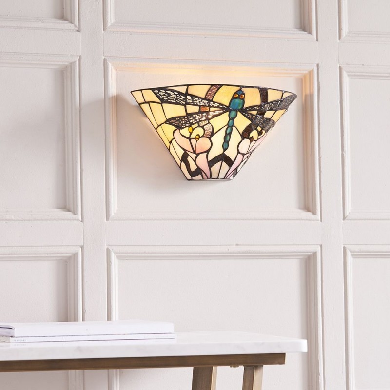 Interiors1900-63926 - Ashton - Tiffany Glass & Matt Black Wall Lamp