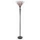 Interiors1900-63933 - Astoria - Satin Black Uplighter Floor Lamp with Tiffany Glass