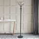 Interiors1900-63933 - Astoria - Satin Black Uplighter Floor Lamp with Tiffany Glass