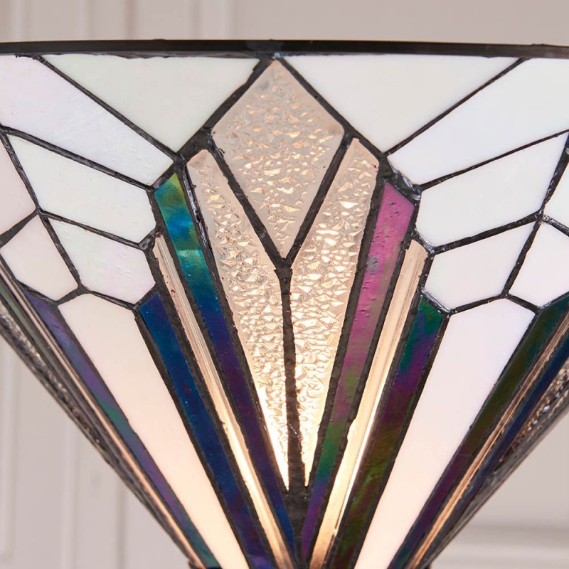 Interiors1900-63933 - Astoria - Satin Black Uplighter Floor Lamp with Tiffany Glass