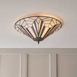 Astoria - Tiffany Glass & Dark Bronze Flush