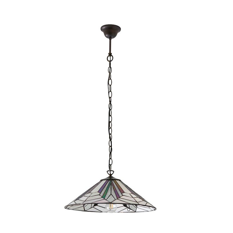 Interiors1900-63938 - Astoria - Satin Black Pendant with Tiffany Glass