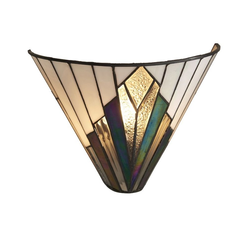 Interiors1900-63940 - Astoria - Tiffany Glass & Matt Black Wall Lamp