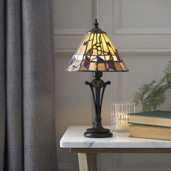 Bernwood - Tiffany Glass & Dark Bronze Small Table Lamp Bernwood - Tiffany Glass & Dark Bronze Small Table Lamp
