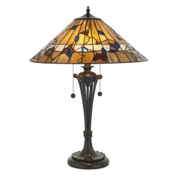 Bernwood - Tiffany Glass & Dark Bronze Medium Table Lamp Bernwood - Tiffany Glass & Dark Bronze Medium Table Lamp