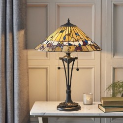 Bernwood - Tiffany Glass & Dark Bronze Medium Table Lamp Bernwood - Tiffany Glass & Dark Bronze Medium Table Lamp