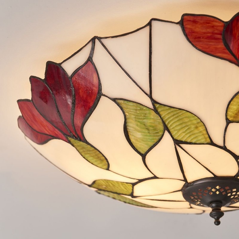 Interiors1900-63960 - Botanica - Tiffany Glass & Dark Bronze Large Flush