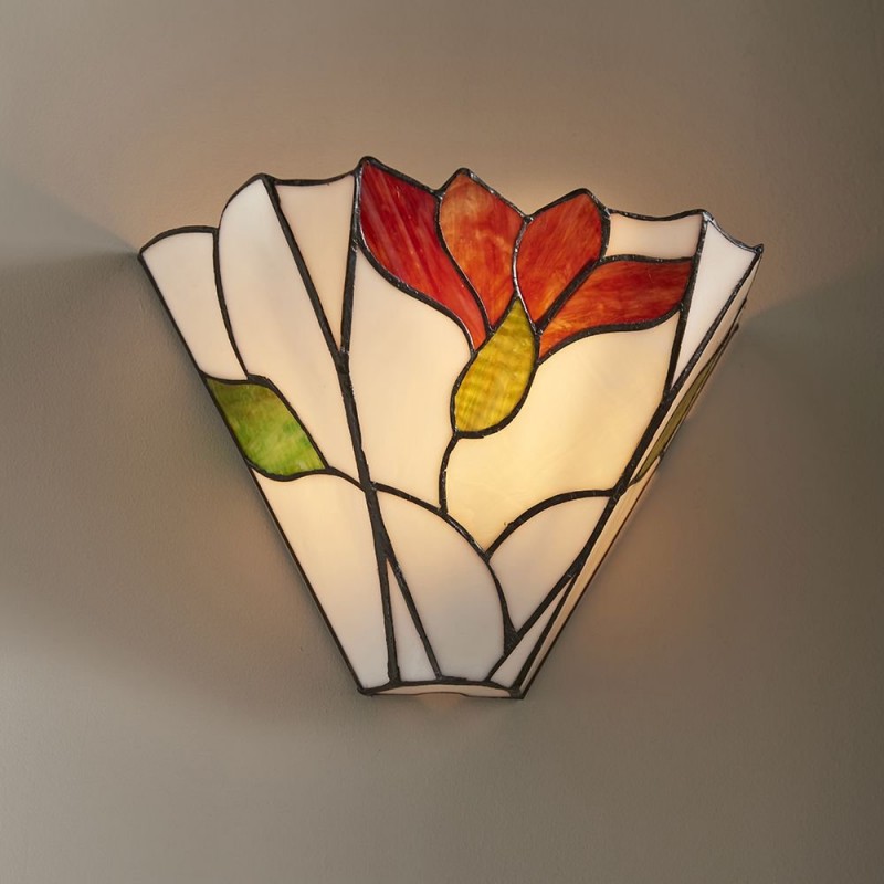 Interiors1900-63964 - Botanica - Tiffany Glass & Black Wall Lamp