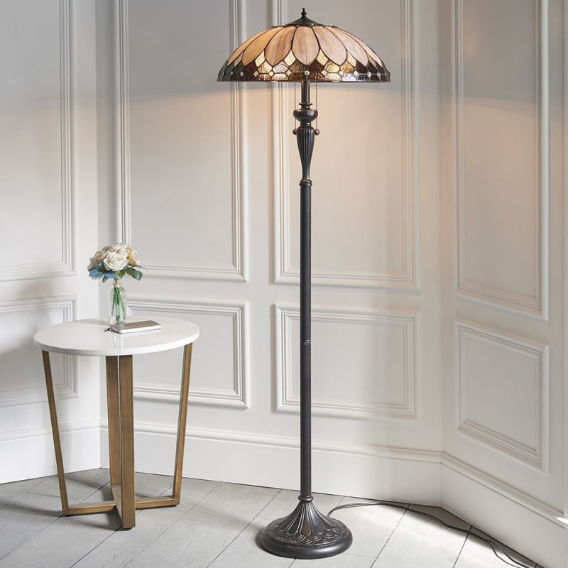Interiors1900-63972 - Brooklyn - Tiffany Glass & Dark Bronze Floor Lamp