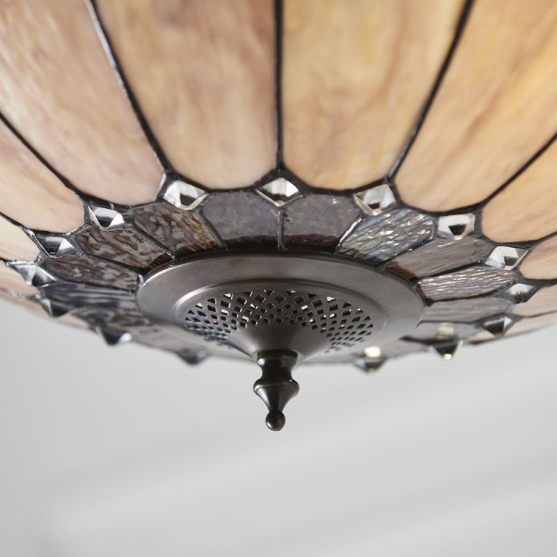 Interiors1900-63976 - Brooklyn - Tiffany Glass & Dark Bronze 3 Light Pendant