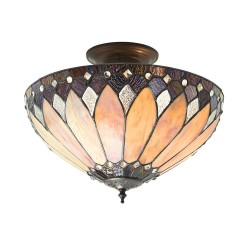 Brooklyn - Tiffany Glass & Dark Bronze 3 Light Semi Flush Brooklyn - Tiffany Glass & Dark Bronze 3 Light Semi Flush