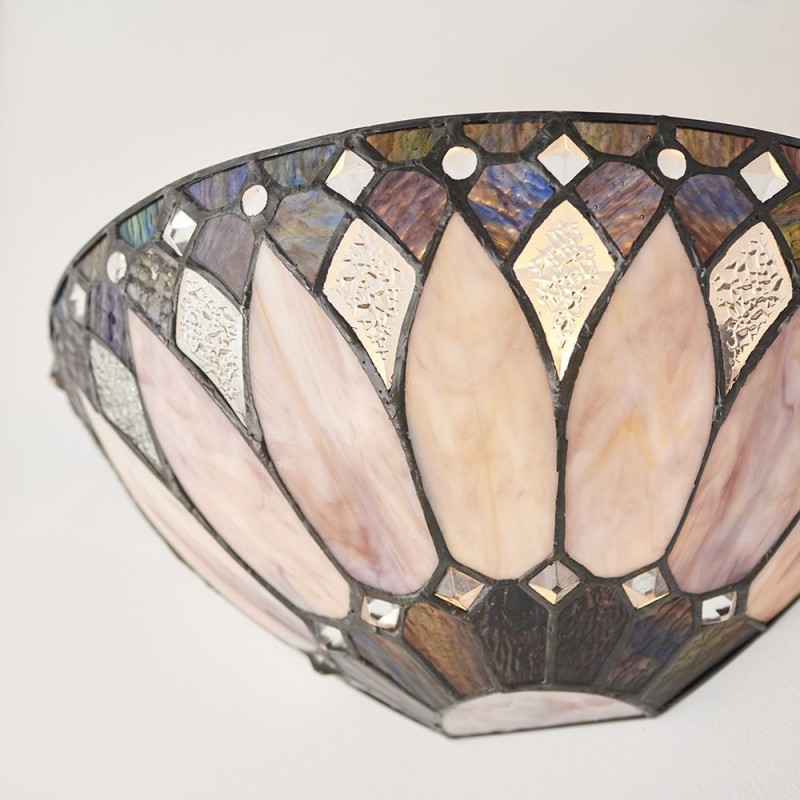 Interiors1900-63983 - Brooklyn - Tiffany Glass & Matt Black Wall Lamp