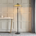 Dark Star - Satin Black 2 Light Floor Lamp with Tiffany Glass