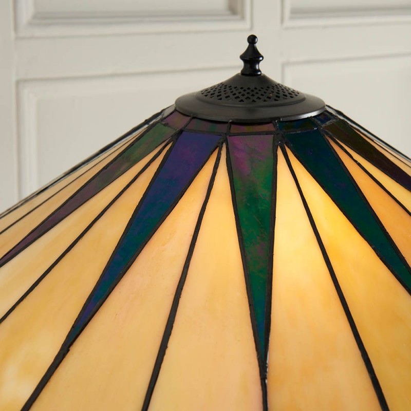 Interiors1900-64041 - Dark Star - Satin Black 2 Light Floor Lamp with Tiffany Glass