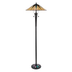 Dark Star - Satin Black 2 Light Floor Lamp with Tiffany Glass