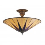 Dark Star - Tiffany Glass & Dark Bronze Semi Flush Dark Star - Tiffany Glass & Dark Bronze Semi Flush