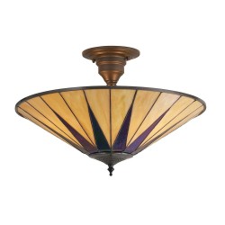 Dark Star - Tiffany Glass & Dark Bronze Semi Flush Dark Star - Tiffany Glass & Dark Bronze Semi Flush