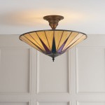 Dark Star - Tiffany Glass & Dark Bronze Semi Flush Dark Star - Tiffany Glass & Dark Bronze Semi Flush