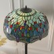 Interiors1900-64069 - Dragonfly - Satin Black 2 Light Floor Lamp with Tiffany Glass