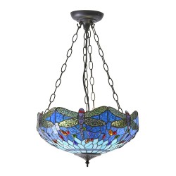 Dragonfly - Tiffany Glass & Dark Bronze Medium Pendant Dragonfly - Tiffany Glass & Dark Bronze Medium Pendant