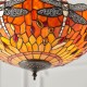 Interiors1900-64076 - Dragonfly Flame - Satin Black 3 Light Pendant with Tiffany Glass