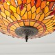 Interiors1900-64076 - Dragonfly Flame - Satin Black 3 Light Pendant with Tiffany Glass