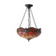 Interiors1900-64076 - Dragonfly Flame - Satin Black 3 Light Pendant with Tiffany Glass