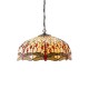 Interiors1900-64079 - Dragonfly Beige - Satin Black 3 Light Pendant with Tiffany Glass