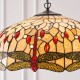 Interiors1900-64079 - Dragonfly Beige - Satin Black 3 Light Pendant with Tiffany Glass