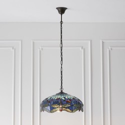 Dragonfly - Tiffany Glass & Dark Bronze 3 Light Pendant Dragonfly - Tiffany Glass & Dark Bronze 3 Light Pendant